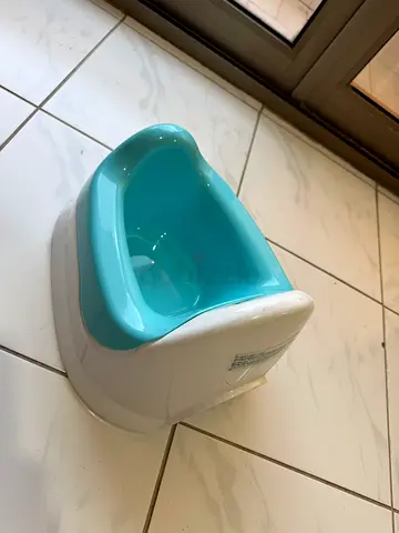 Simple toddler potty chair - light blue/white, good condition