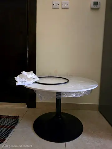 Small round pedestal dining/side table with marble top