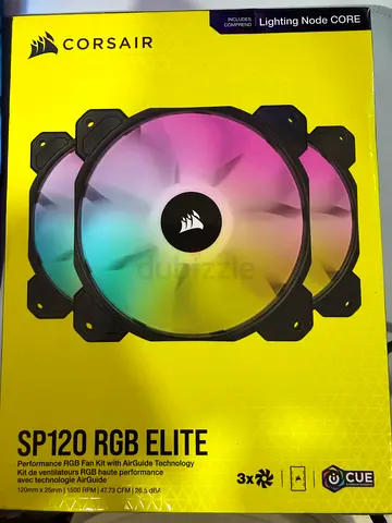 Corsair SP120 RGB Elite 120mm Fan Triple Pack + Lighting Node CORE – Brand New