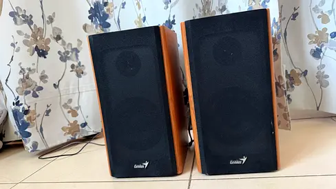 Pair of Genius Wooden Computer Speakers - Good Working Condition