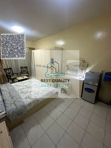 Furnished studio apartment for monthly rent in Ajman, Al Rawda 2, next to Kenz Mall