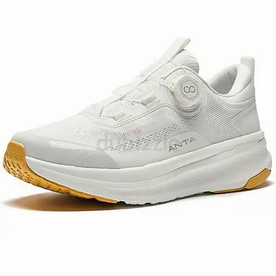 Anta Mens White Running Shoes with Dial Lacing System