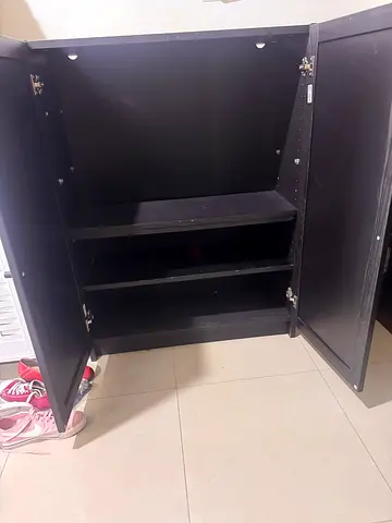 Black Wooden Shoe Cabinet with Double Doors