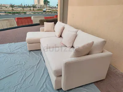 Top quality crate and barrel beige color lshape sofa
