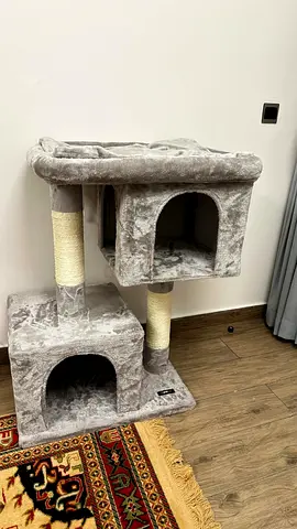 Grey Multi-Level Cat Tree with Scratching Posts and Condos