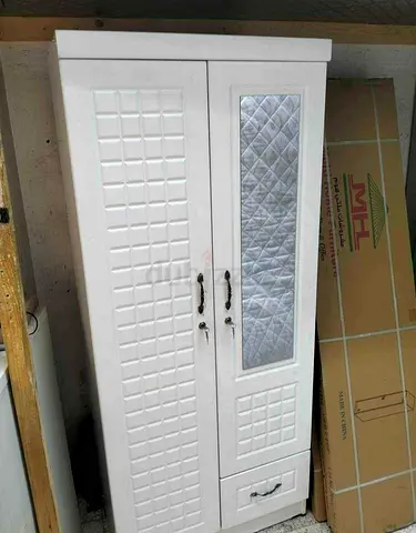White Two Door Wardrobe with Mirror