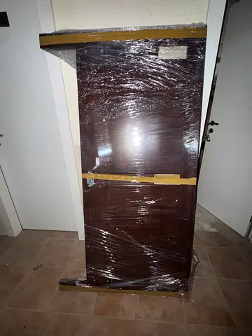 Wooden Queen Bed Frame with Under-bed Storage Drawers, mattress and night stand. Dark Brown.