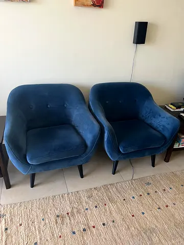 Two living room Velvet Armchairs