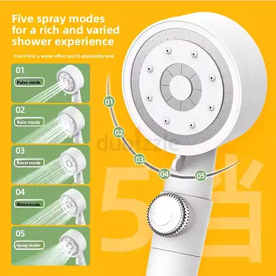 Adjustable 5 Spray Mode Shower Head with Powerful Water Flow