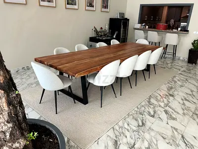 Custom made luxury 10 person table, chairs and rug - Palm Jumeirah