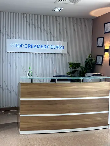 Reception Desk and Office Front for Sale - Modern Wooden Counter with Glass Top