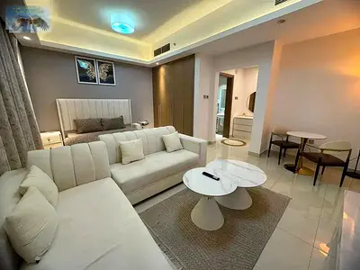 Furnished studio apartment for monthly rent in Gulf Tower, Khalifa Street. Prime location close to