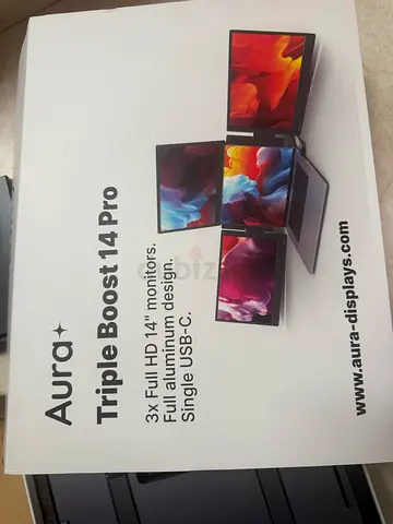 Aura Triple Boost 14 Pro - 3x Full HD 14 USB-C Portable Monitors (Like New Box)