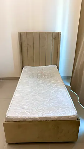 2 Single upholstered beds with mattress - good condition
