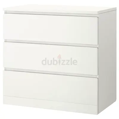 White 3-Drawer Chest/Dresser - Compact, Good Condition