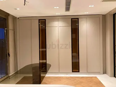 Built-in Modern Wardrobe / Armoire - Beige Panelled Finish