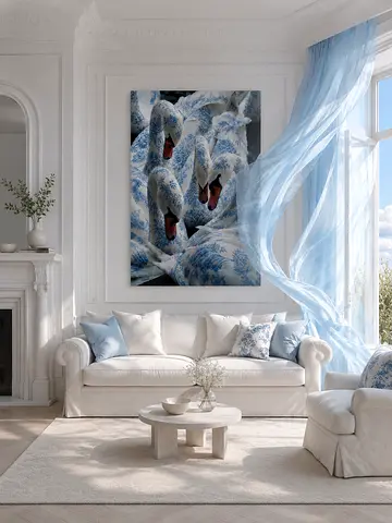 Large Swan Oil Painting | Original Hand Painted Canvas Art | 100 x 150 cm