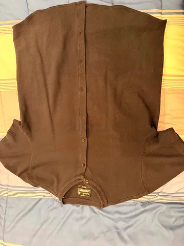 Dark brown short-sleeve button-up polo shirt - size L
