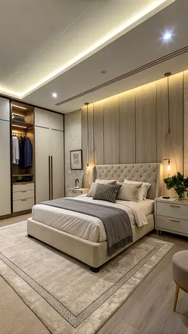 Modern Tufted Bed Frame and nightstand