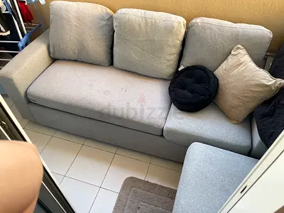 Light grey 3-seater sofa with chaise, good condition