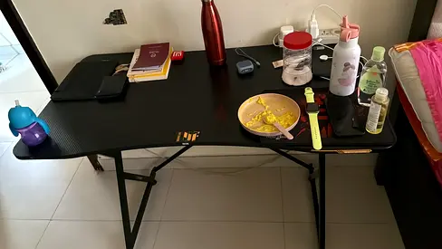 Black Study and Computer Gaming Desk with Metal Legs