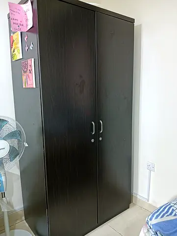 Dark Wood 2-Door Wardrobe / Armoire - Good Condition