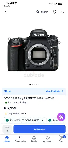 Nikon D750 DSLR Body (24.3MP) - Body with 5 lenses and flash