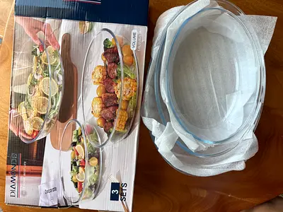 Set of 6 Small Glass Bowls with Serving Tray - Like New