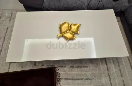 Versace White Gloss Coffee Table with Golden Stripes