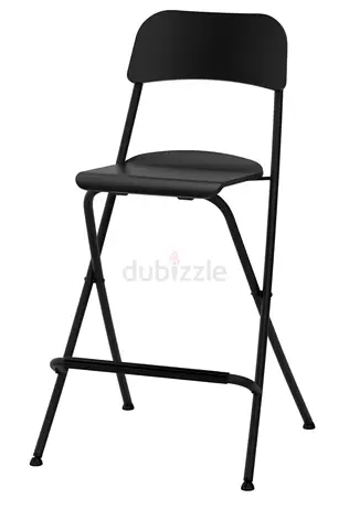 Black Folding Bar Stool with Backrest (Like-New) - 2 Chairs