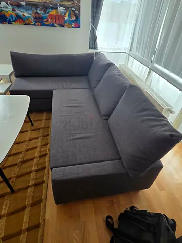 Grey L-shaped Fabric Sofa bed  — Good Condition, Comfortable
