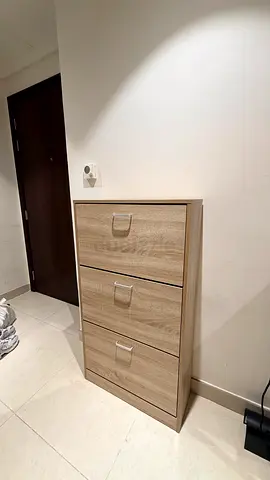 Light Wood 3-Drawer Shoe Cabinet / Slim Storage Unit