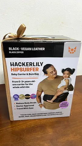 Hackerlily Hipsurfer Baby Carrier  $% Bag – Black Vegan Leather (New in Box)