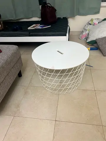 White Wire Basket Coffee Table with Removable Top