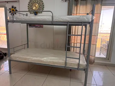 Metal Bunk Bed with Twin/Double Setup - Good Condition