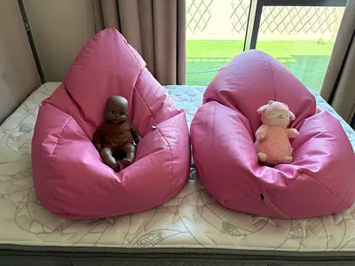 Pouf. Set of 2 Pink Baby/Kids Bean Bag Chairs - Good Condition