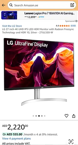 LG 27 inch 4K UHD UltraFine IPS LED Monitor