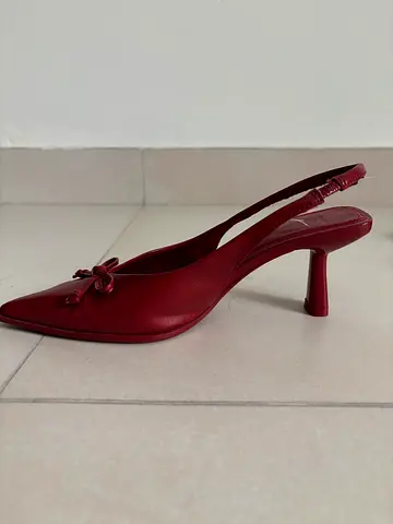 Red leather pointed slingback heels - size 36