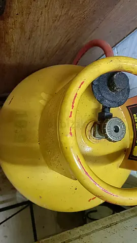 Used Small Yellow Gas Cylinder with Hose - Good Working Condition
