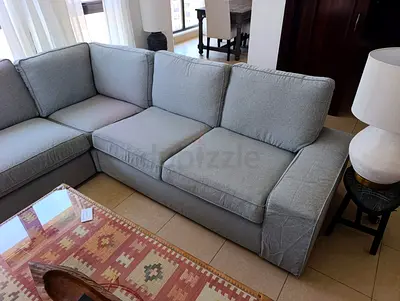 Light grey L-shaped 3-seater sectional sofa - good condition