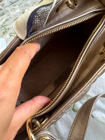 Christian Dior Gold leather shoulder bag with inner zip pocket - good condition