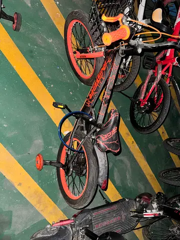Urgent Sale Kids 12-inch Orange  Black Bicycle with Training Wheels - Good Condition