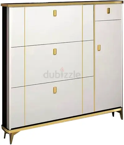 Modern White and Gold Shoe Cabinet Organizer