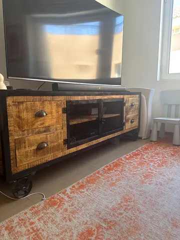 Solid Wood Industrial TV Console / Media Cabinet - must go this week