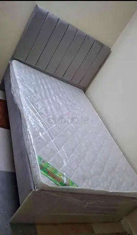 Modern Gray Fabric double 120x190 Bed with Mattress