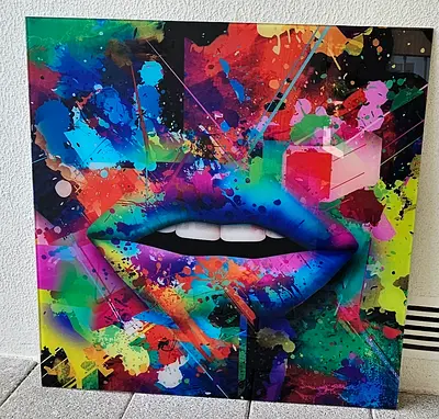 Funky Abstract glass wall art - 60cm x 60cm