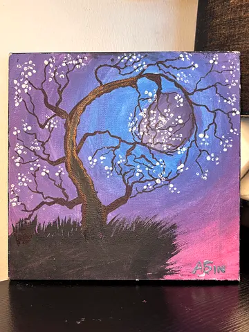 Night Blossom Tree on Canvas
