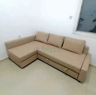 IKEA L Shape Sofa cum bed with big storage and you can fix the storage left or right anyside you wan