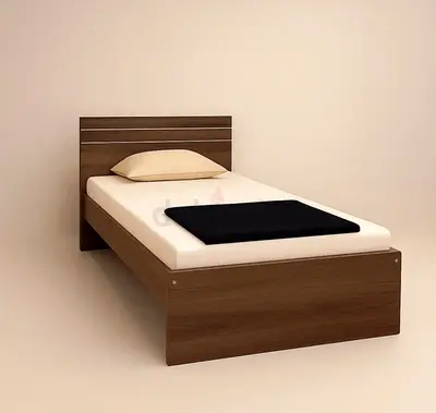 Single wooden bed frame with headboard with mattress