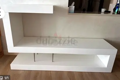 White Modern Low TV Stand / Entertainment Unit - Minimal Design